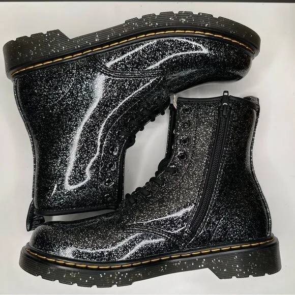 NEW Dr. Martens 1460 Y Cosmic Glitter Black Combat Boots Juniors 6, Women’s US 6