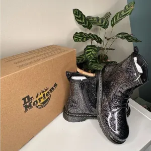 NEW Dr. Martens 1460 Y Cosmic Glitter Black Combat Boots Juniors 6, Women’s US 6