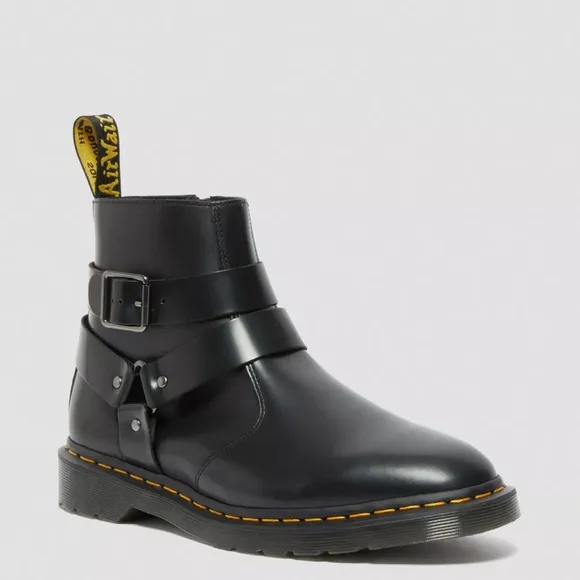 NEW Dr Martens Jaimes Boots Black Leather Buckle Chelsea Harness Size Womens 6