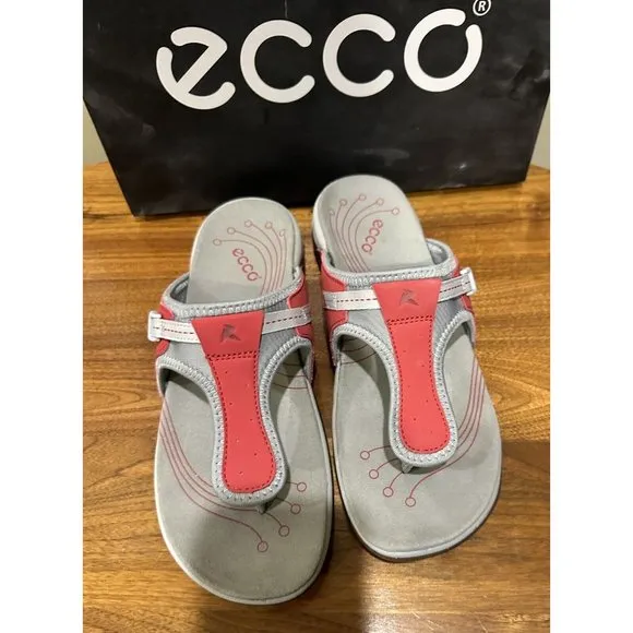 New‎ ECCO Women's LANAI Sandals Shoes Sz 40 9-9.5 Chili Red Gray NIB