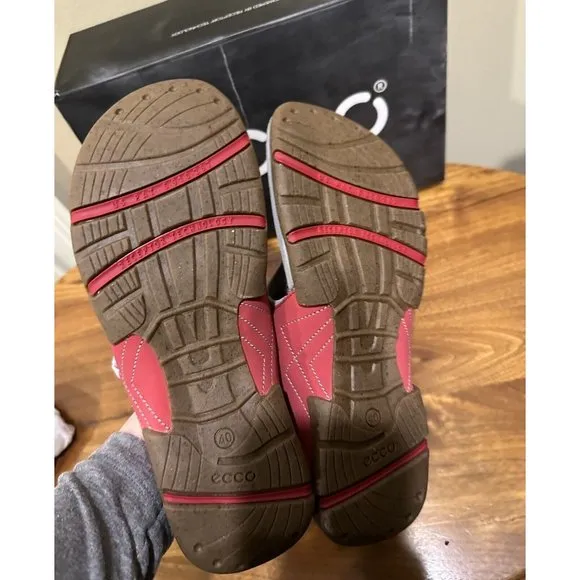 New‎ ECCO Women's LANAI Sandals Shoes Sz 40 9-9.5 Chili Red Gray NIB