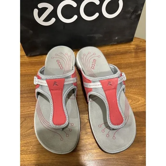 New‎ ECCO Women's LANAI Sandals Shoes Sz 40 9-9.5 Chili Red Gray NIB