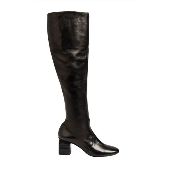 NEW! Ermanno Scervino Leather Knee Boots Croc Effect Block Heels Size‎ 7.5 $1446
