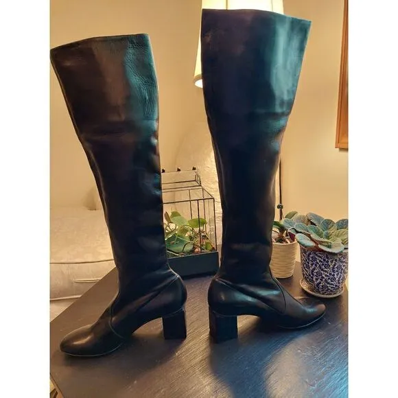 NEW! Ermanno Scervino Leather Knee Boots Croc Effect Block Heels Size‎ 7.5 $1446