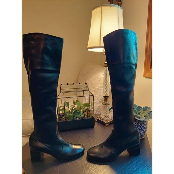 NEW! Ermanno Scervino Leather Knee Boots Croc Effect Block Heels Size‎ 7.5 $1446