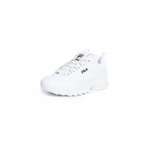 NEW FILA MEN'S DISRUPTOR II PREMIUM SHOES, WHITE/FILA NAVY/FILA RED - 9.5