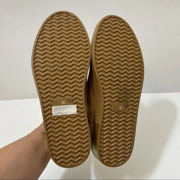 New Free People Gold Calf Hair Varsity Slip On