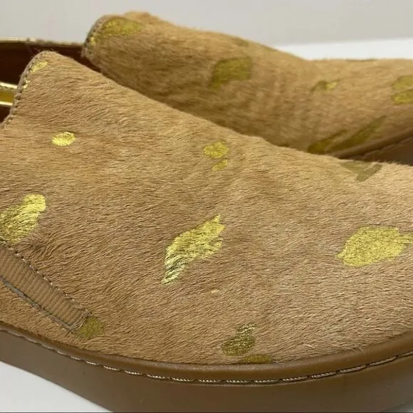 New Free People Gold Calf Hair Varsity Slip On