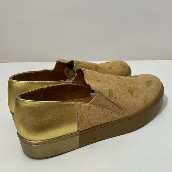 New Free People Gold Calf Hair Varsity Slip On