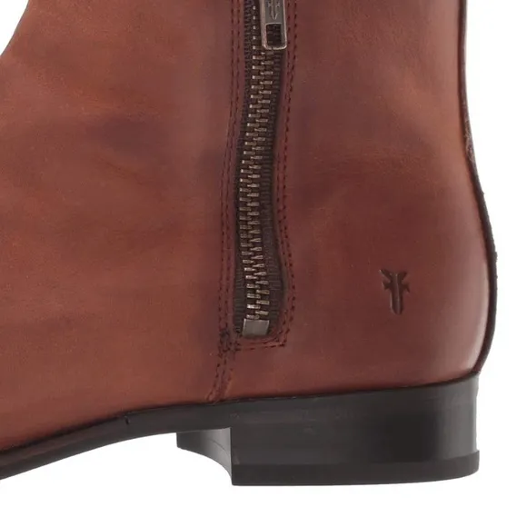 NEW FRYE Carly Double Zipper Leather Booties Boots