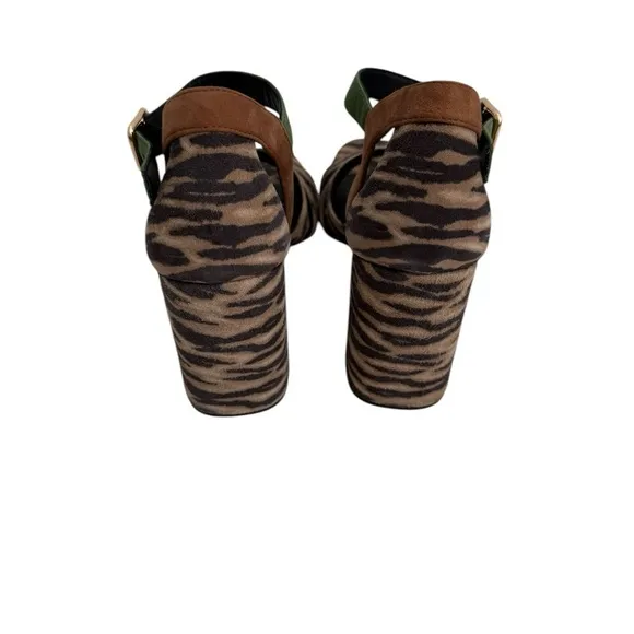 New GEOX D GENZIANA HIGH A Open Toe Sandals Leopard Print Women's Sandals 8