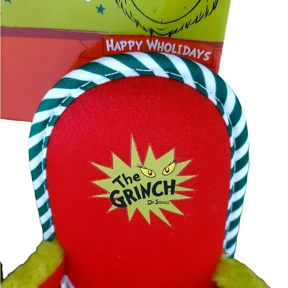 New Grinch Santa Slippers Green Red Plush Christmas House Shoes Mens Large 11/12