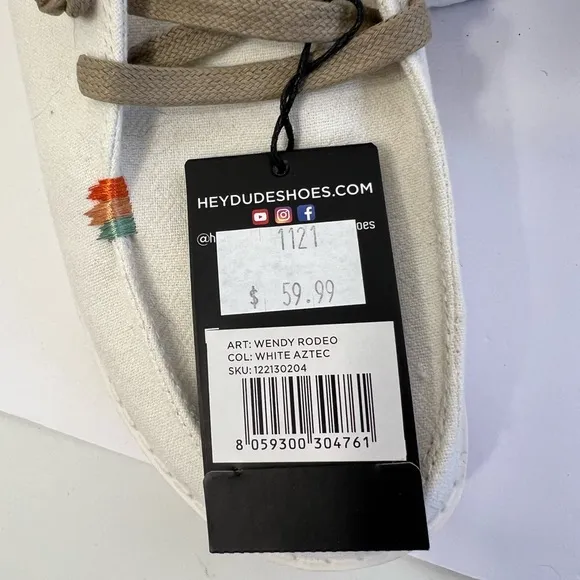NEW HEY DUDE WENDY RODEO WHITE AZTEC Size 7 NWT