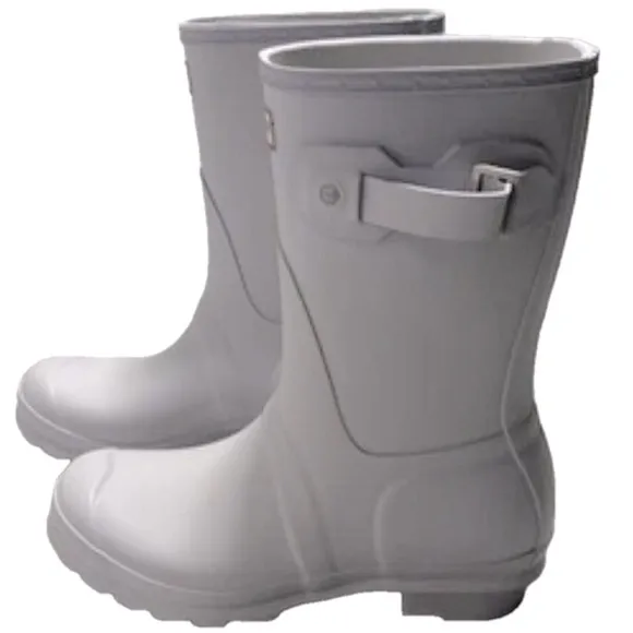 NEW HUNTER Originals Short Boot Women's Size 7 Slip on Rubber Grey White