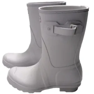 NEW HUNTER Originals Short Boot Women's Size 7 Slip on Rubber Grey White