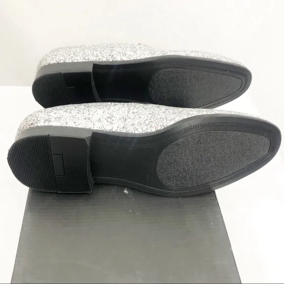 NEW INC International Concepts Mens Silver Glitter Triton Slip On Shoes, Size 7