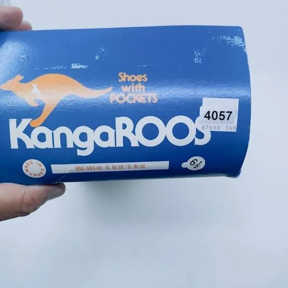 NEW KangaROOS 80' Tennis Shoes Suede Double Strap Hook &amp; Loop Dark Blue Kids 6.5