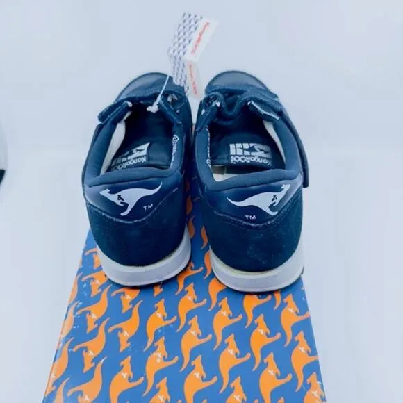 NEW KangaROOS 80' Tennis Shoes Suede Double Strap Hook &amp; Loop Dark Blue Kids 6.5