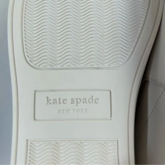 NEW Kate Spade New York Azores White Leather Slip On Sneakers Women's Size 8b