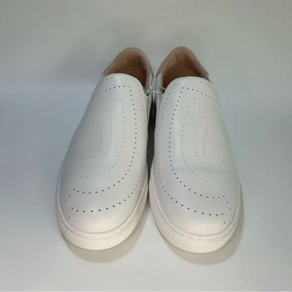 NEW Kate Spade New York Azores White Leather Slip On Sneakers Women's Size 8b
