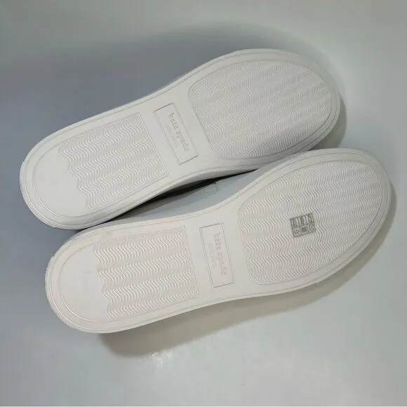 NEW Kate Spade New York Azores White Leather Slip On Sneakers Women's Size 8b