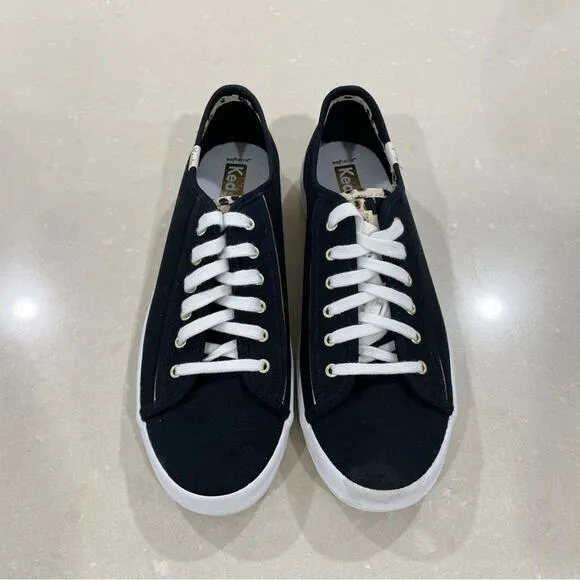 NEW Keds Kickstart Leopard Canvas Black Sneakers Shoes 8.5