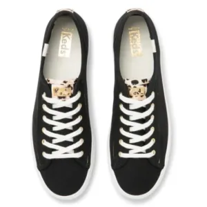 NEW Keds Kickstart Leopard Canvas Black Sneakers Shoes 8.5