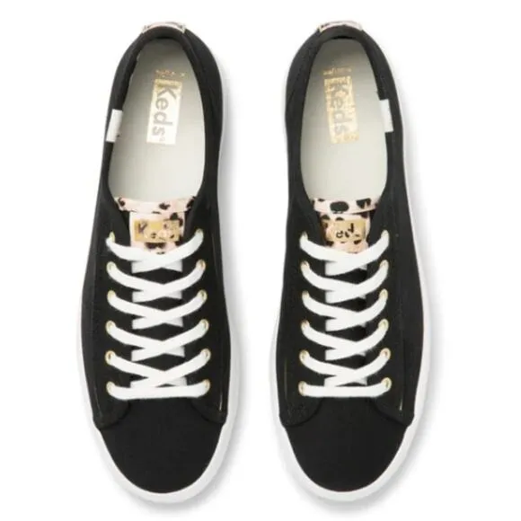 NEW Keds Kickstart Leopard Canvas Black Sneakers Shoes 8.5