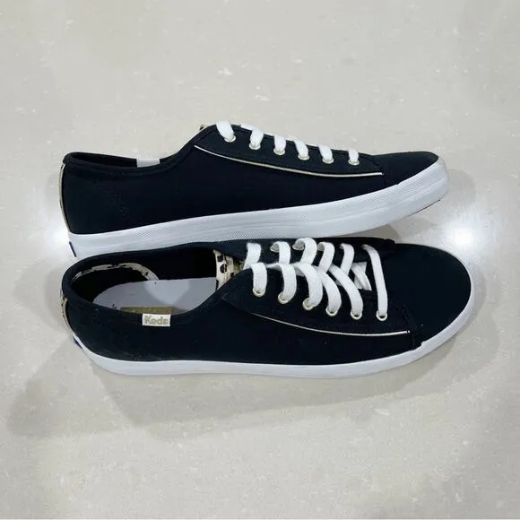 NEW Keds Kickstart Leopard Canvas Black Sneakers Shoes 8.5