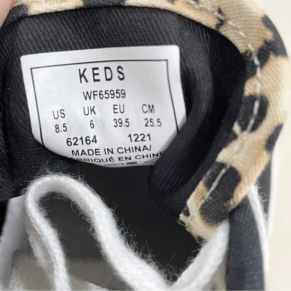 NEW Keds Kickstart Leopard Canvas Black Sneakers Shoes 8.5