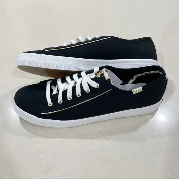 NEW Keds Kickstart Leopard Canvas Black Sneakers Shoes 8.5