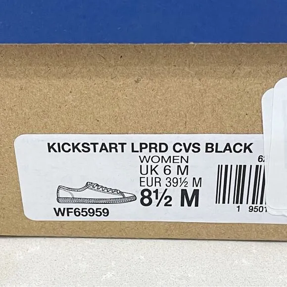 NEW Keds Kickstart Leopard Canvas Black Sneakers Shoes 8.5