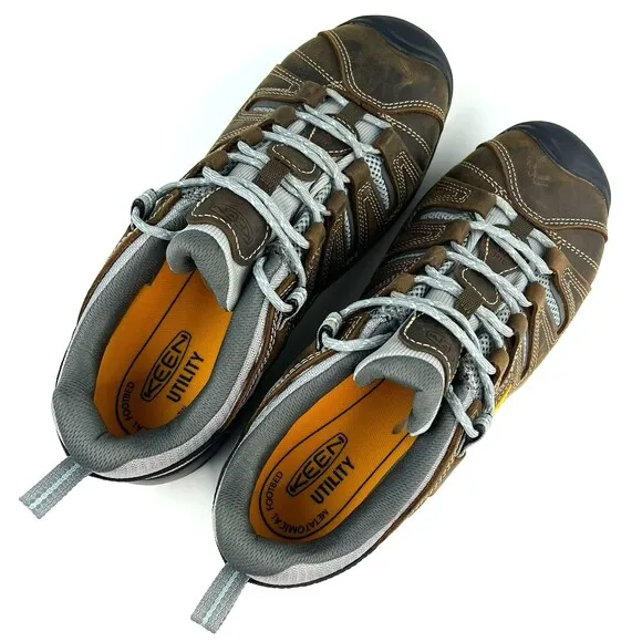 New KEEN Flint II Brown Utility Steel Toe Sneaker Shoes Womens 10M Safety Shoe