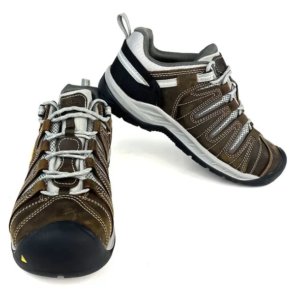 New KEEN Flint II Brown Utility Steel Toe Sneaker Shoes Womens 10M Safety Shoe