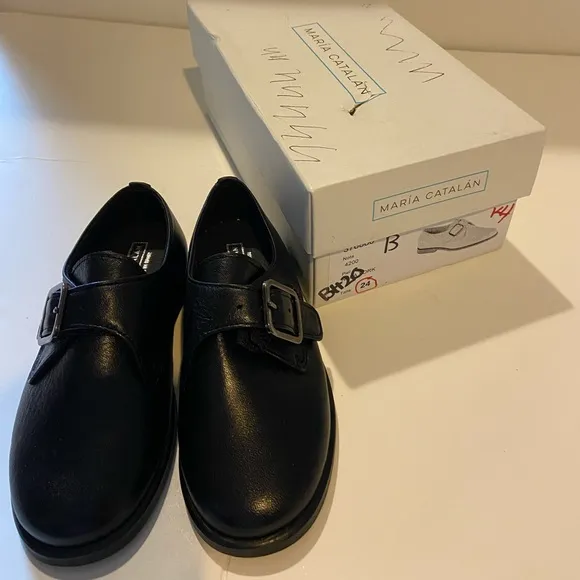 NEW Maria Catalan black leather monk dress shoes baby boys