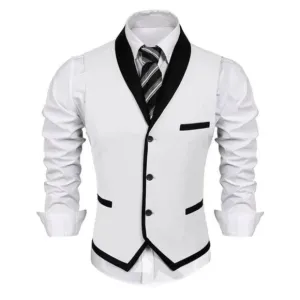 New Men's Suit Vest Slim Fit Waistcoat White