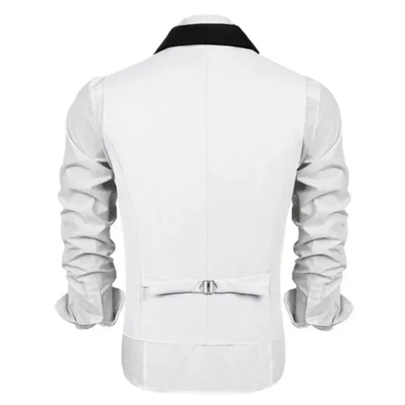 New Men's Suit Vest Slim Fit Waistcoat White