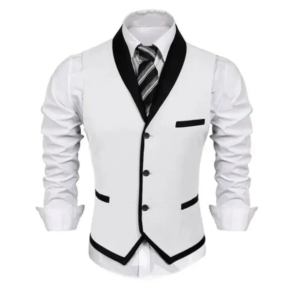 New Men's Suit Vest Slim Fit Waistcoat White