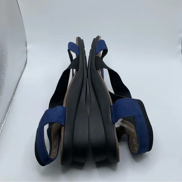 New Mephisto Pastora Black Blue Elastic Slingback  Sandals size 39 US 8.5 2057