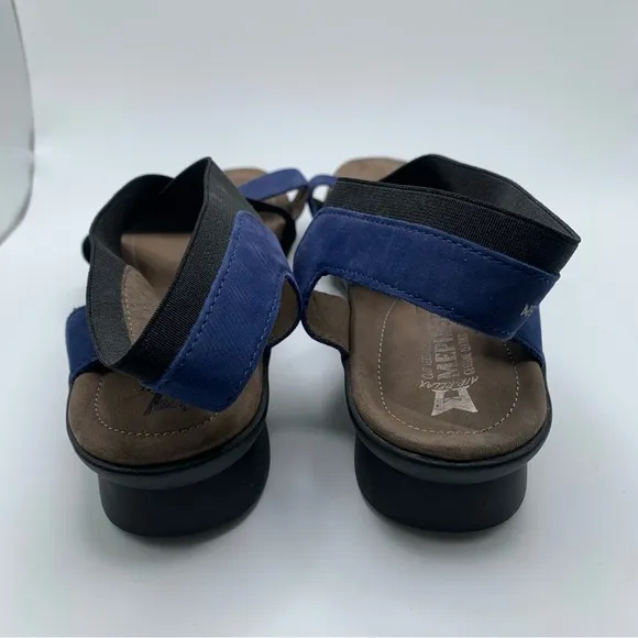 New Mephisto Pastora Black Blue Elastic Slingback  Sandals size 39 US 8.5 2057
