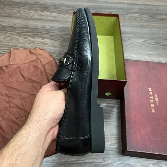 NEW Mezlan Black Horse Bit Loafers 10 M