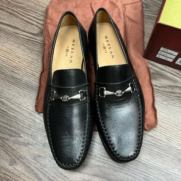 NEW Mezlan Black Horse Bit Loafers 10 M