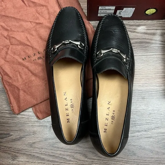 NEW Mezlan Black Horse Bit Loafers 10 M