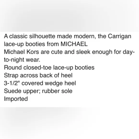 New! Michael Michael Kors Carrigan Wedge Leather Suede Lace Up Boots
