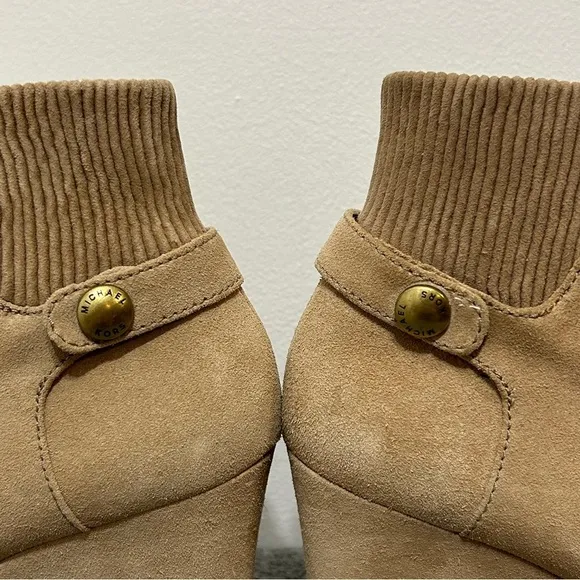 New! Michael Michael Kors Carrigan Wedge Leather Suede Lace Up Boots