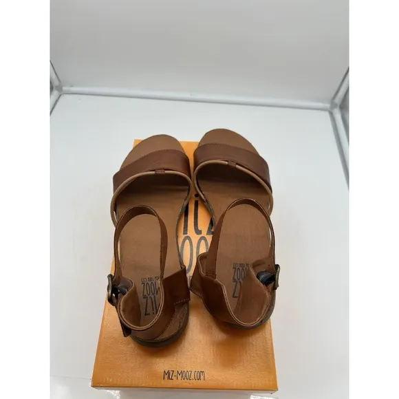 New Miz Mooz Marcie Leather Ankle Strap Buckle Sandals Brown EU 41 US 9.5-10