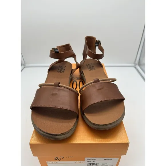 New Miz Mooz Marcie Leather Ankle Strap Buckle Sandals Brown EU 41 US 9.5-10