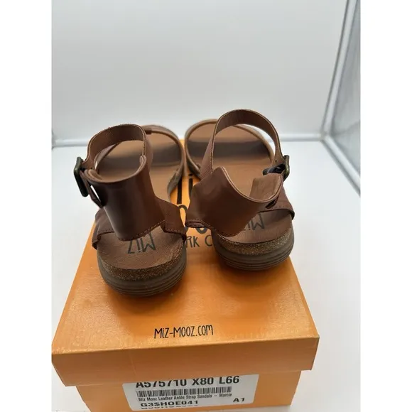 New Miz Mooz Marcie Leather Ankle Strap Buckle Sandals Brown EU 41 US 9.5-10