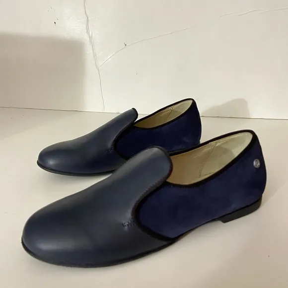 NEW Naturino Alghero Nappa suede leather blue loafers 2 US