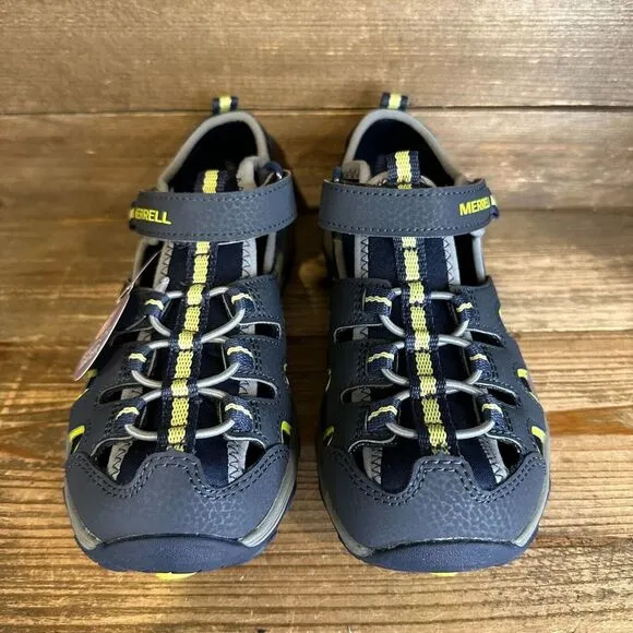 New NIB Big Kids Merrell Hydro H2O Hiker Gray‎ Blue Sandals Shoes Size 3 Y